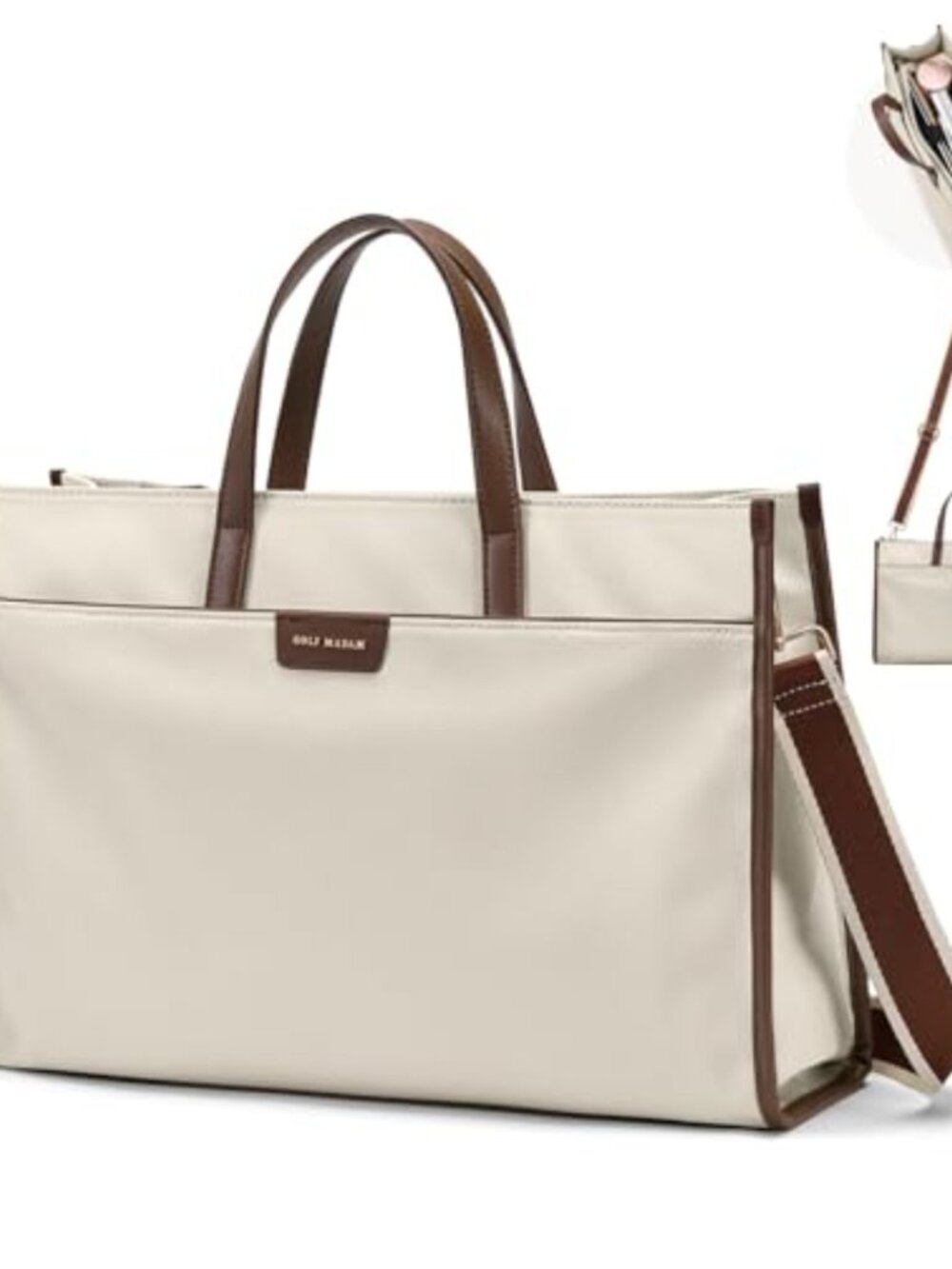 14 Inch Laptop Tote Bag with Zipper, Compartments, Crossbody